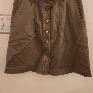 Pilcro Olive Button-Down A-Line Skirt